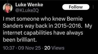luke wenke bragging about his brilliant internet skills november 2025