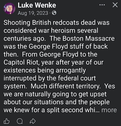 screenshot of a luke wenke x/twitter post about george floyd and guns