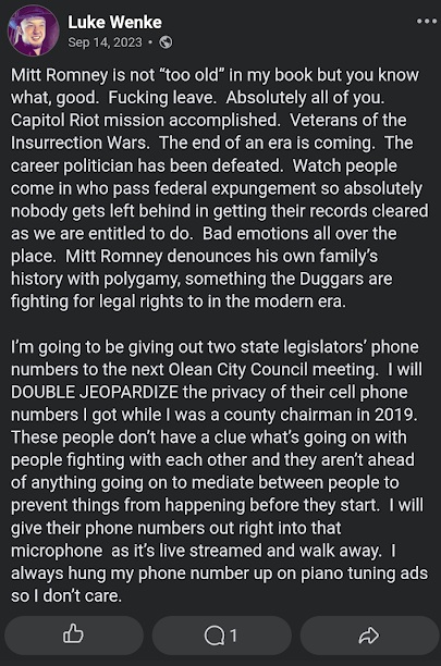 luke wenke obsessing over mitt romney on x/twitter september 2023