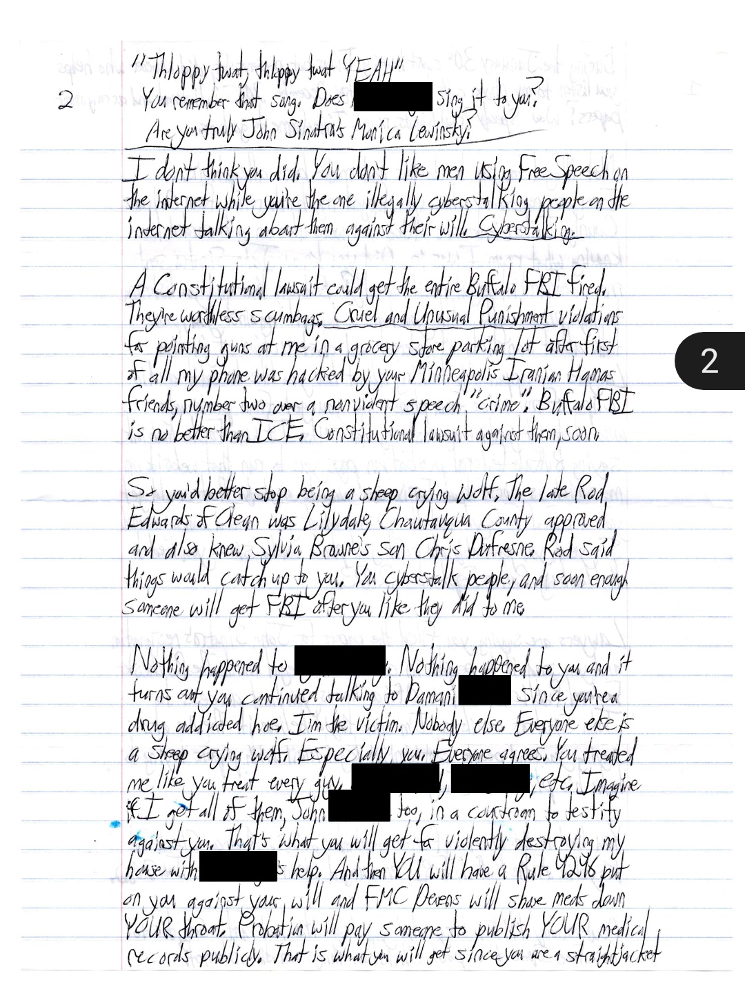 a harassing letter from luke wenke to stalking victim katie march 2026