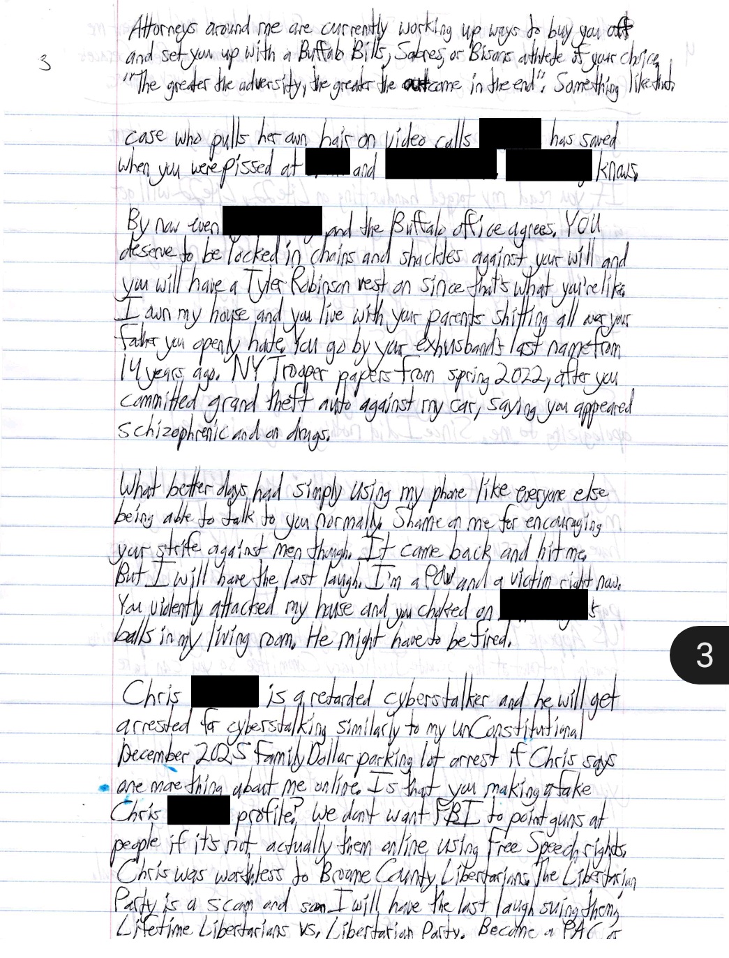 a harassing letter from luke wenke to stalking victim katie march 2026