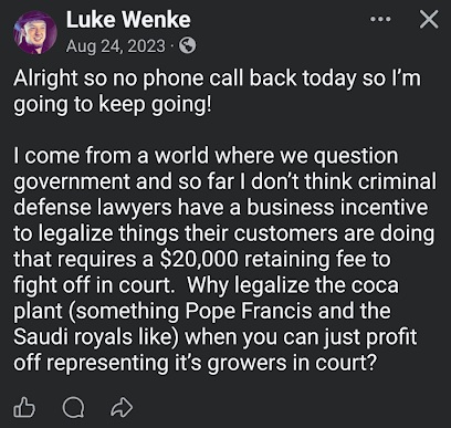 luke wenke anarchist post angry at the government august 2023 facebook screenshot