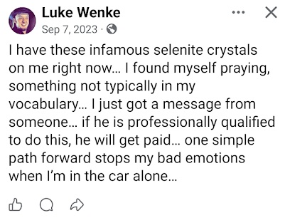Luke Wenke discusses selenite crystals, prayer, and seeking help with his emotions.