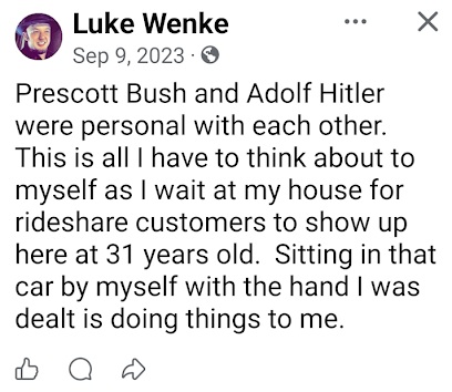 Luke Wenke claims Prescott Bush and Adolf Hitler had a personal connection.