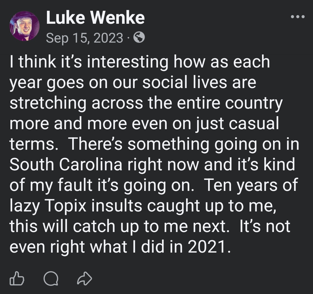 Luke Wenke admits years of Topix insults and expresses regret over his actions in 2021.