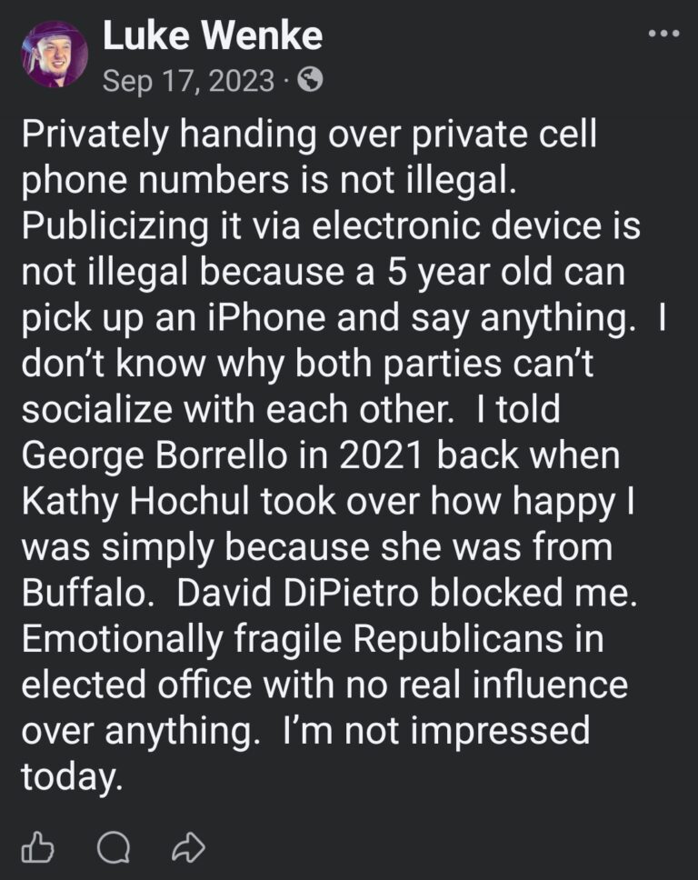 Luke Wenke defends sharing private phone numbers and criticizes Republican lawmakers.